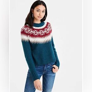 American Eagle Womens Multicolor Geometric Heavy Long Sleeve Sweater Size XS